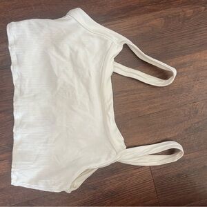 White Ribbed bikini top
